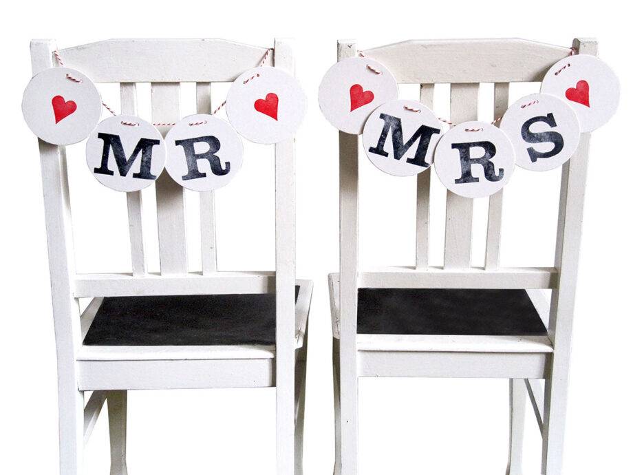 Renna Deluxe MR & MRS Stuhldeko Girlanden zur Hochzeit Tägliche Deals