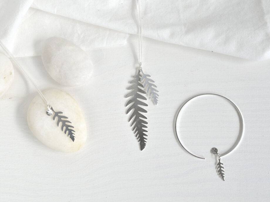 Renna Deluxe Kette mit Farn in Silber Schlussverkauf