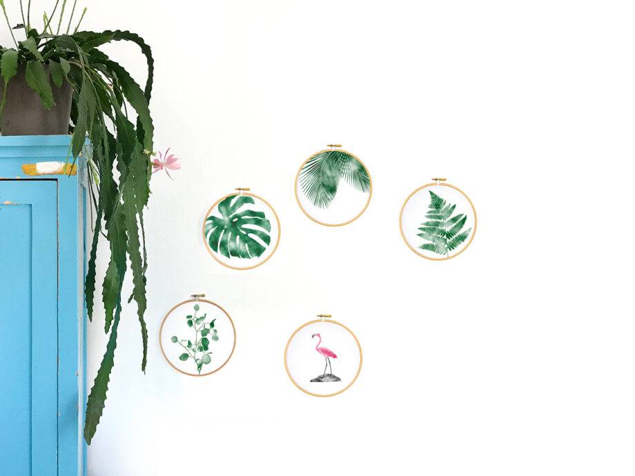 Renna Deluxe Monstera _ Bild im Stickrahmen Blitzangebot