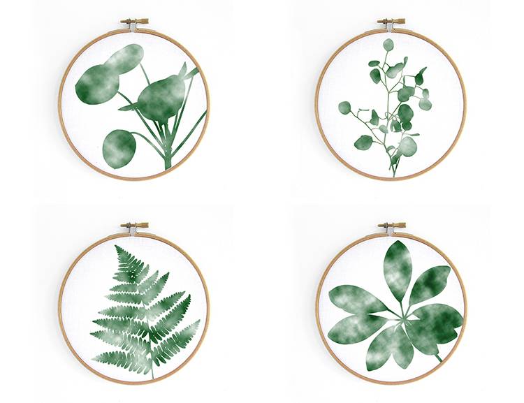 Renna Deluxe Pilea _ Bild im Stickrahmen Neuheiten