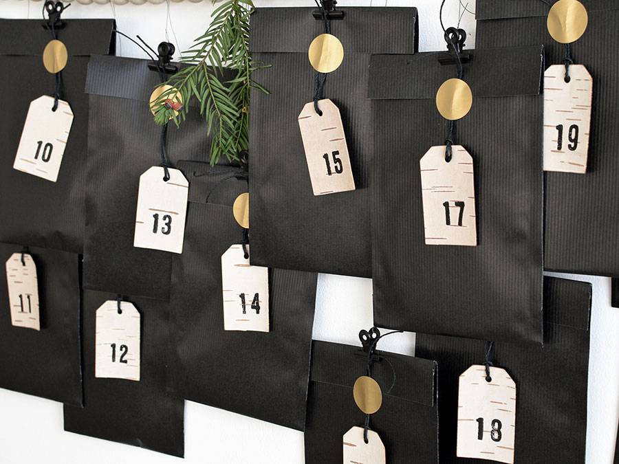 Renna Deluxe Adventskalender Zahlen Anhänger aus Birkenrinde Clearance-Verkauf