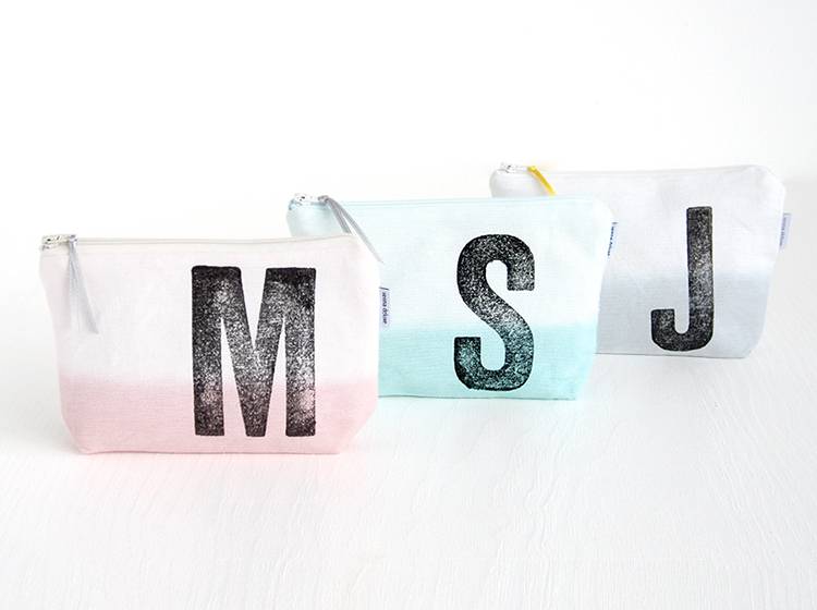 Renna Deluxe Schminktasche GRAU mit Monogramm personalisiert Blitzverkäufe