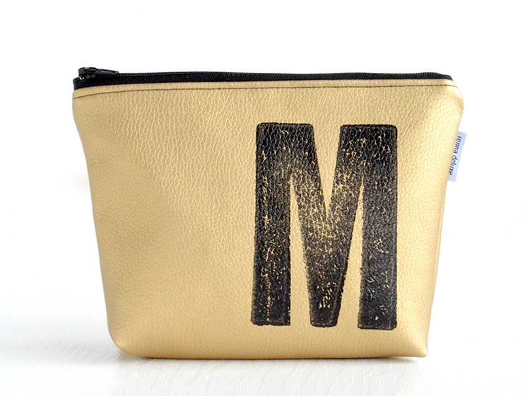 Renna Deluxe Kosmetiktasche Metallic GOLD personalisiert mit Monogramm Kostenloser Versand
