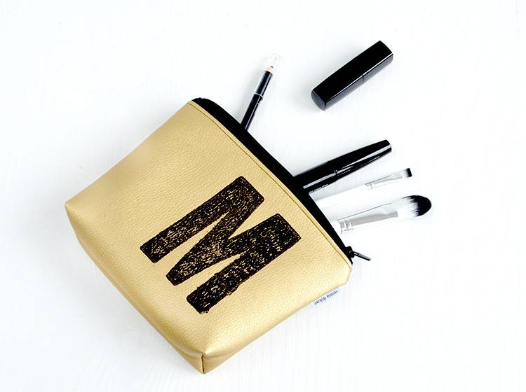 Renna Deluxe Kosmetiktasche Metallic GOLD personalisiert mit Monogramm Kostenloser Versand