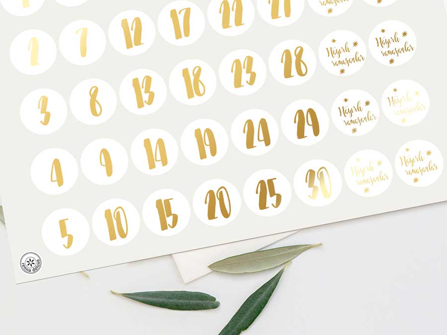 Renna Deluxe RAMADAN Kalender Zahlensticker in GOLD Cyber Monday