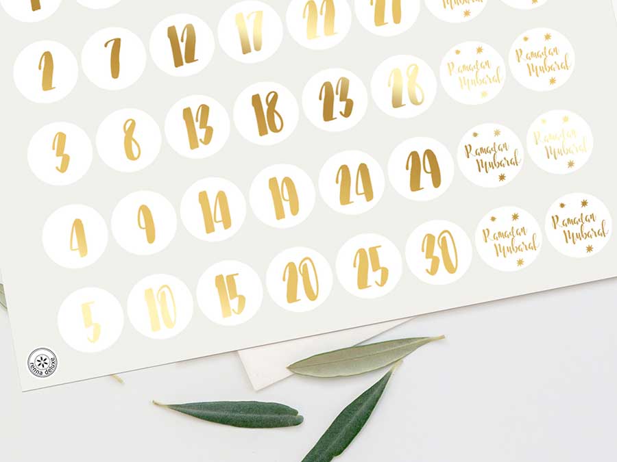 Renna Deluxe RAMADAN Kalender Zahlensticker in GOLD Cyber Monday