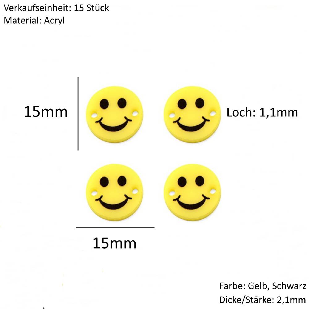 Sadingo Schmuckverbinder Smiley | 15 Stück, 15mm Vatertagsangebot