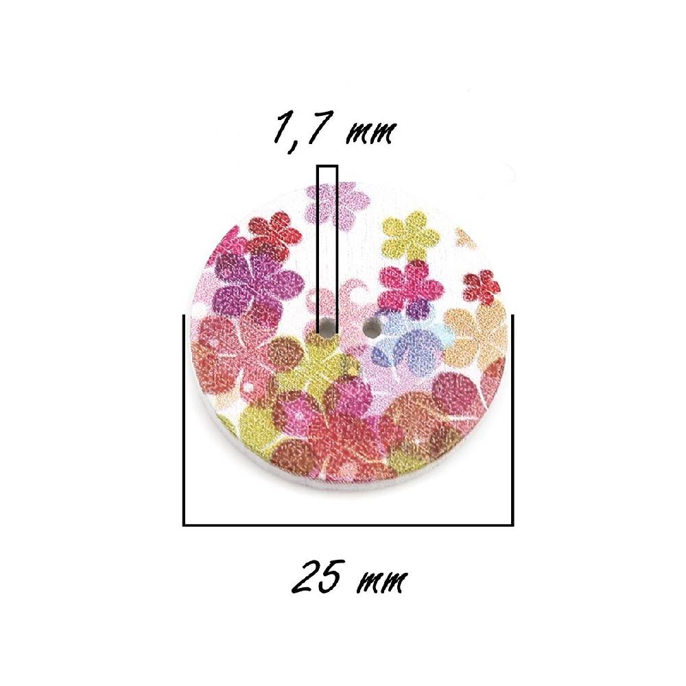Sadingo Holzknöpfe Blumen Mix - 100 Stück - 25 mm online sichern Große Rabatte