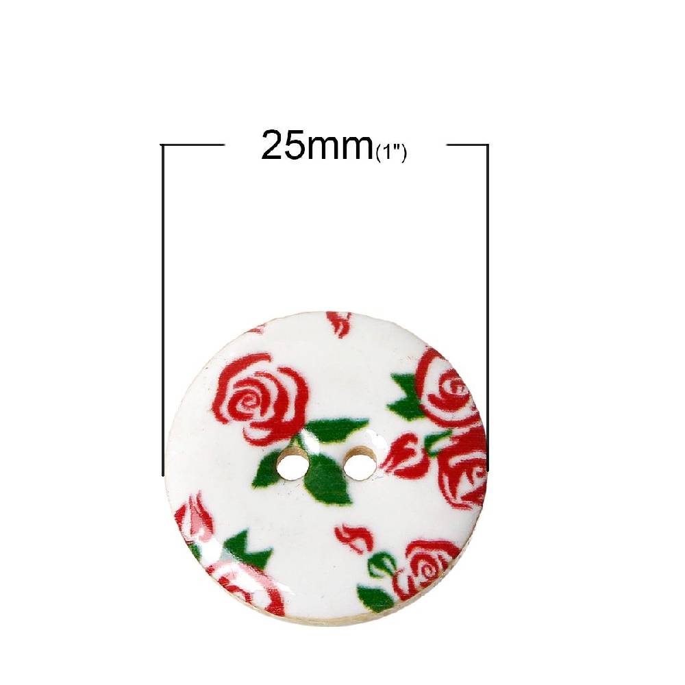 Sadingo Holzknöpfe - 20 Stk. - Ø 2,5 cm - Blumenmuster Sonderangebote