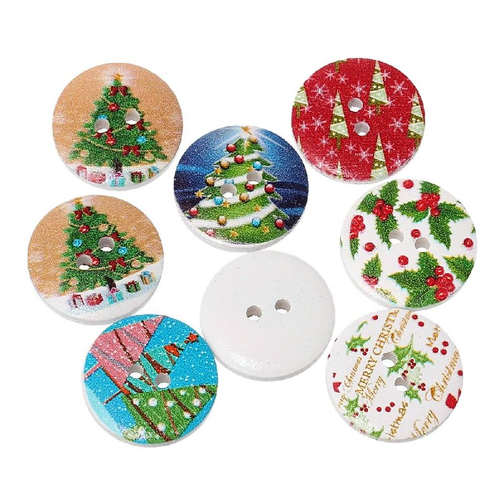 Sadingo Holzknöpfe Weihnachten 2 Stück, Ø 2 mm Letzte 2 Tage