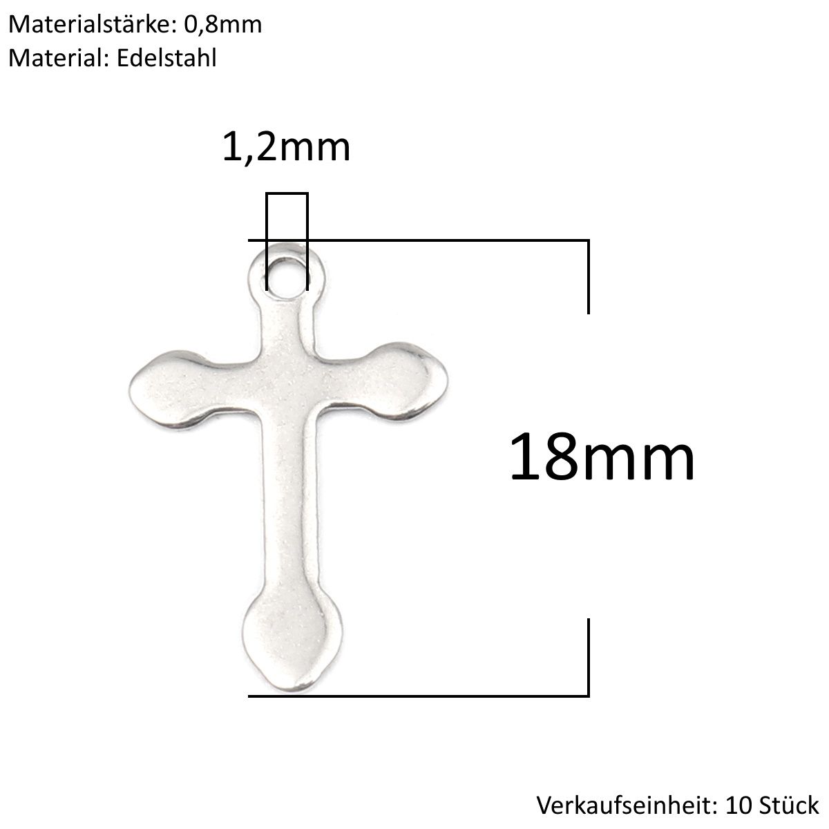 Sadingo Kreuz Anhänger Silber 10 Stück 12x18mm, Bastelbedarf Super Rabatt