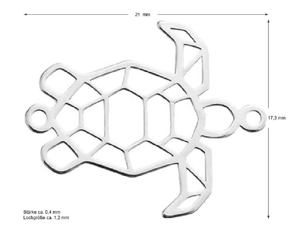 Sadingo Schmuckverbinder Schildkröte | 17,4 x 21 mm Fabrikverkauf
