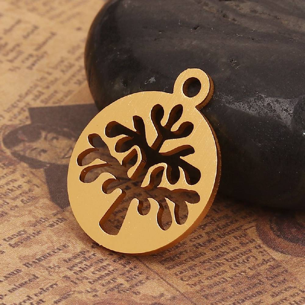 Sadingo 1 Metallanhänger Lebensbaum - 26 x 22 mm - Gold Große Rabatte