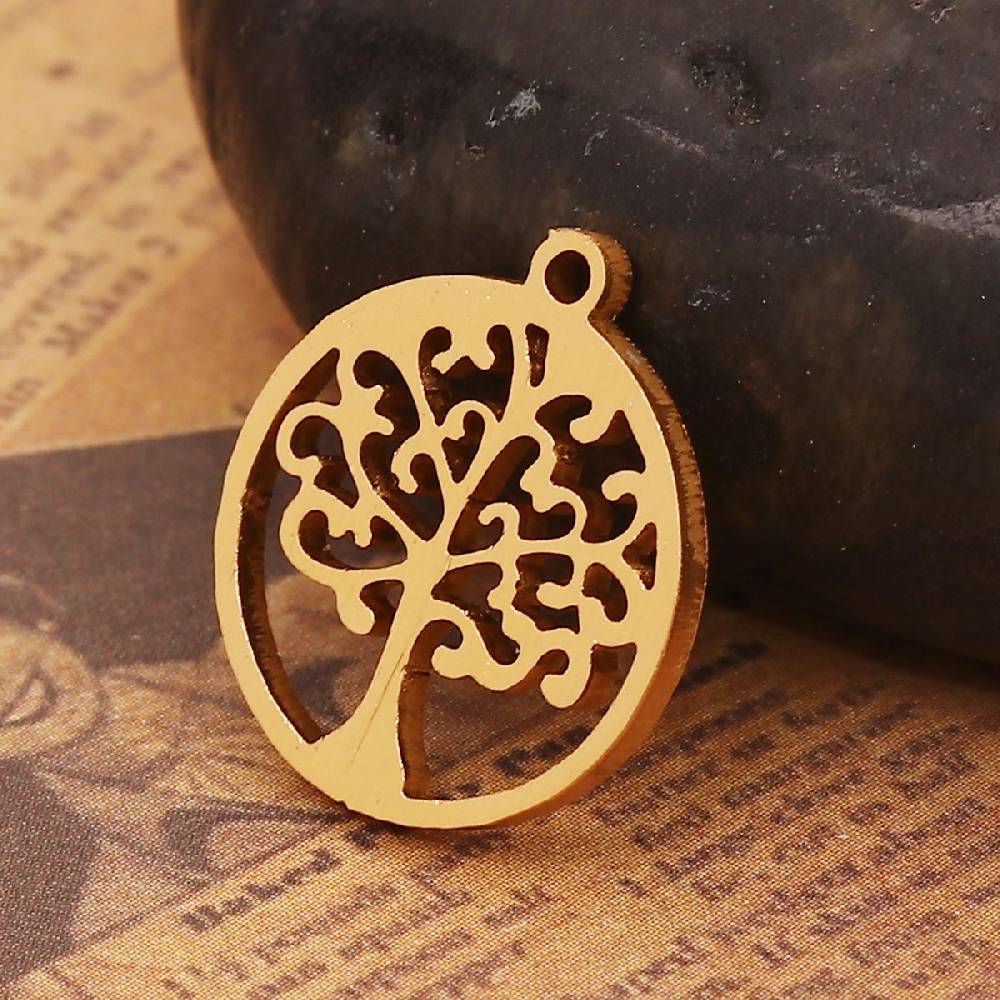 Sadingo 1 Metallanhänger Lebensbaum - 17 x 15 mm - Gold Saisonale Angebote