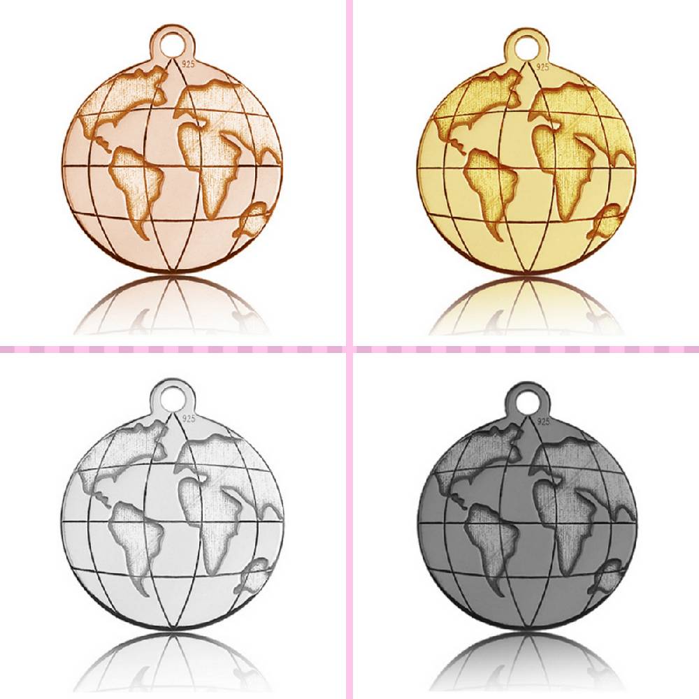 Sadingo Sterling Silver 925er Anhänger Globus Charm Globe Räumungsverkauf