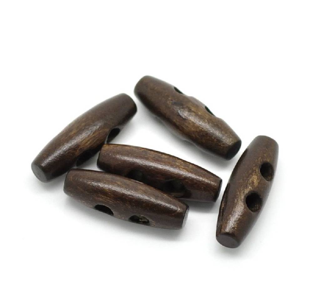Sadingo Knebelknöpfe - 10 Stk. - 3 x 1 cm - Dunkelbraun Sonderangebot der Fabrik