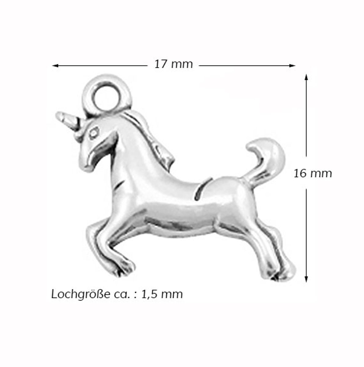 Sadingo Anhänger Einhorn aus Metall, 17 x 16 mm 1 Stück Bis zu 55% Rabatt