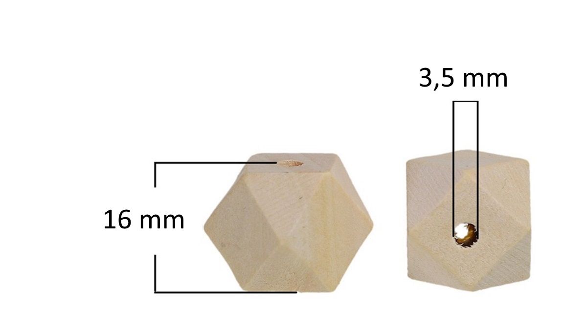 Sadingo Holzperlen eckig natur, Geometrische Bastelperlen, 20 Stück Nur noch ein Tag übrig