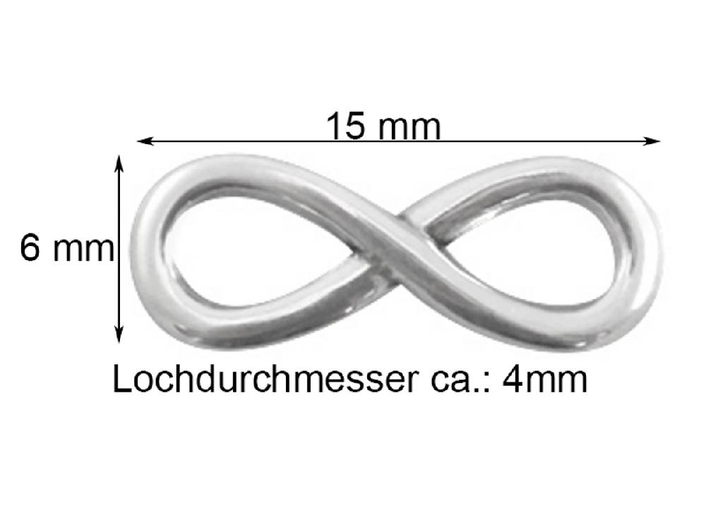 Sadingo Schmuckverbinder Infinity | 3 Stück, 15x6mm zollfrei