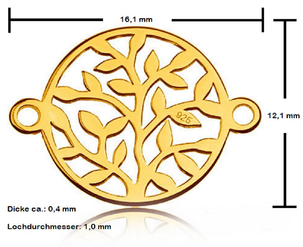 Sadingo Schmuckverbinder Lebensbaum | 12,1x16,1 mm 2025
