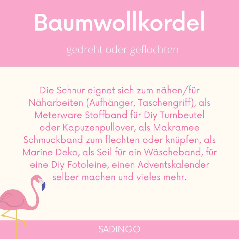 Sadingo Baumwollkordel 8mm gedreht - 10 Meter 8mm - Off White Kostenloser Versand