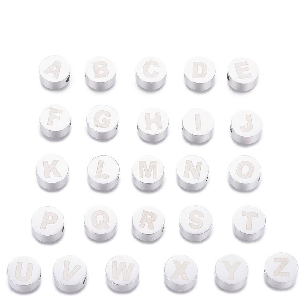 Sadingo Buchstabenperlen Edelstahl 2 Stück 10mm, Buchstabe wählbar Flash Sale