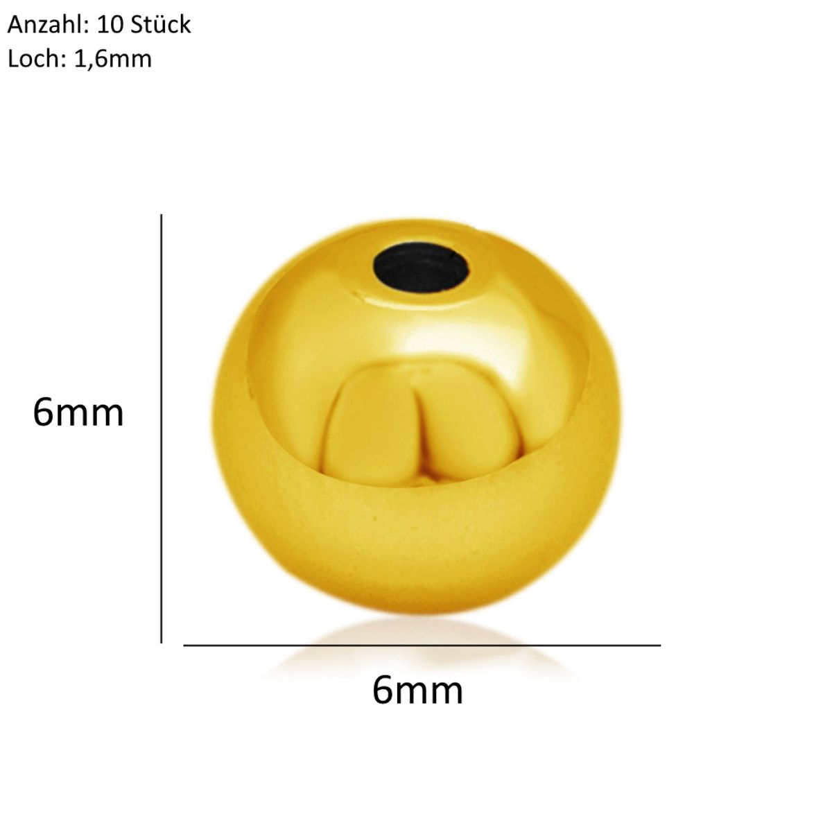 Sadingo Metallperlen | Edelstahl-Perlen, 6mm, 10 Stück Begrenztes Angebot
