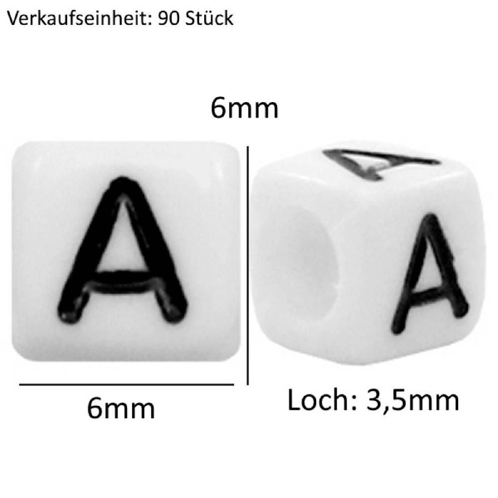 Sadingo Buchstabenperlen | 90 Stk. 6x6mm, eckige Perlen Saisonschlussverkauf
