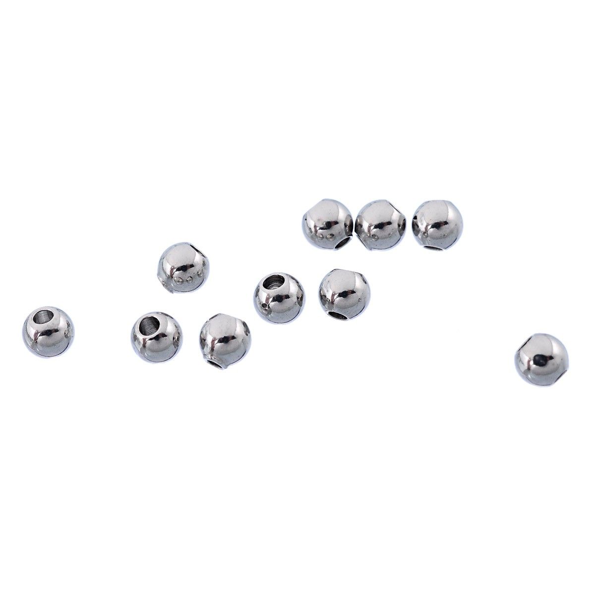 Sadingo Metallperlen | Edelstahl-Perlen Silber, 3 mm, 50 Stück Cyber Monday