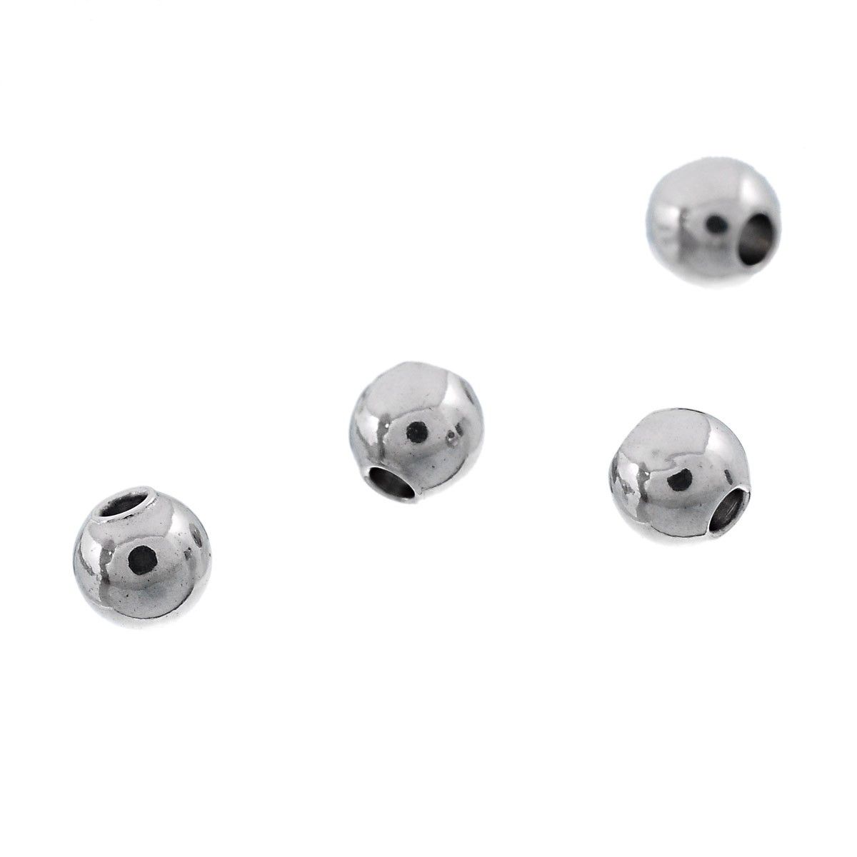 Sadingo Metallperlen | Edelstahl-Perlen Silber, 3 mm, 50 Stück Cyber Monday