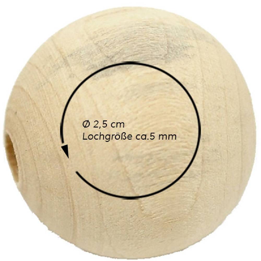 Sadingo Holzperlen natur, 30 Stk. - Ø 2,5 cm Top Angebot