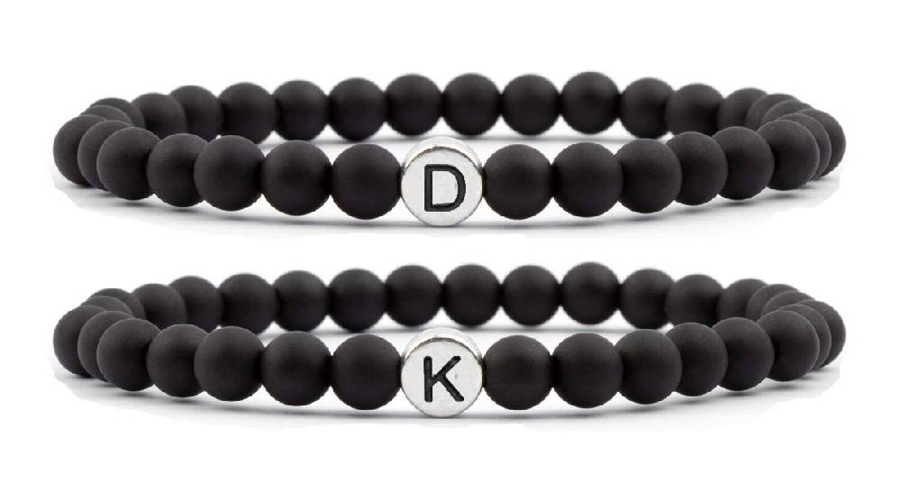 Sadingo Partnerarmband Set aus schwarzen Acrylperlen Kostenlose Rückgabe