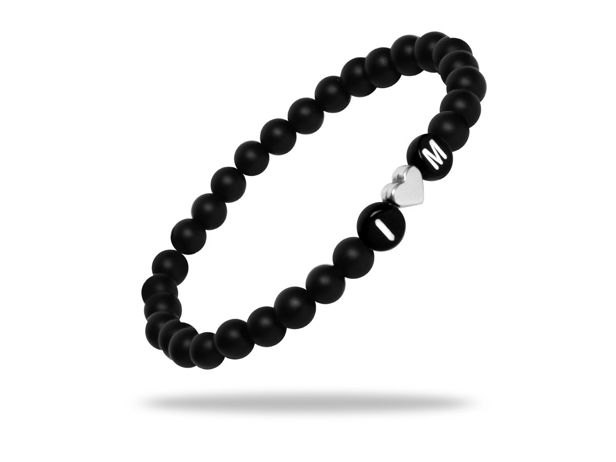 Sadingo Partnerarmband Set "ISLAND" aus schwarzen Natursteinperlen Vierteljährliche Förderung