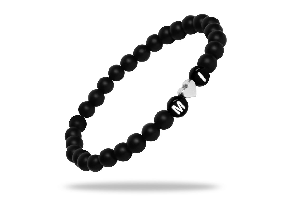 Sadingo Partnerarmband Set "ISLAND" aus schwarzen Natursteinperlen Vierteljährliche Förderung