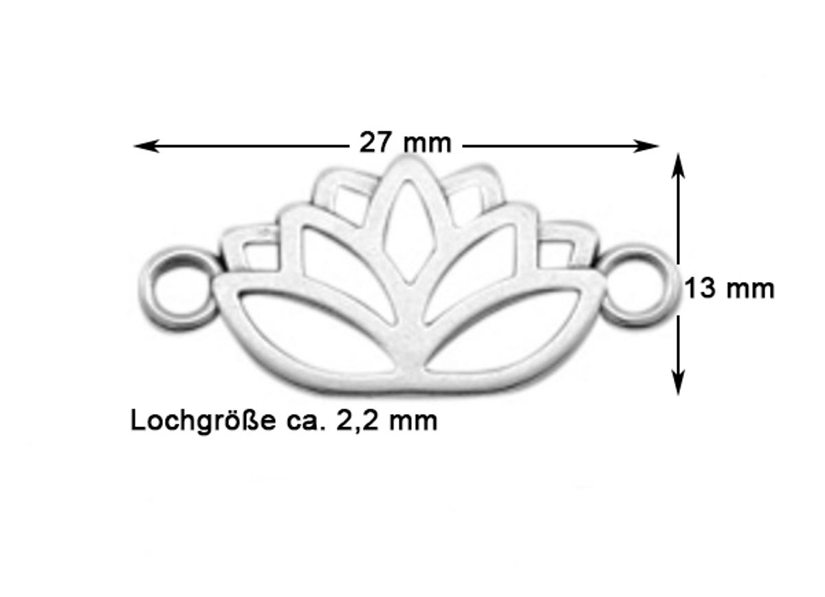 Sadingo Schmuckverbinder Lotusblume | 27x13 mm Online