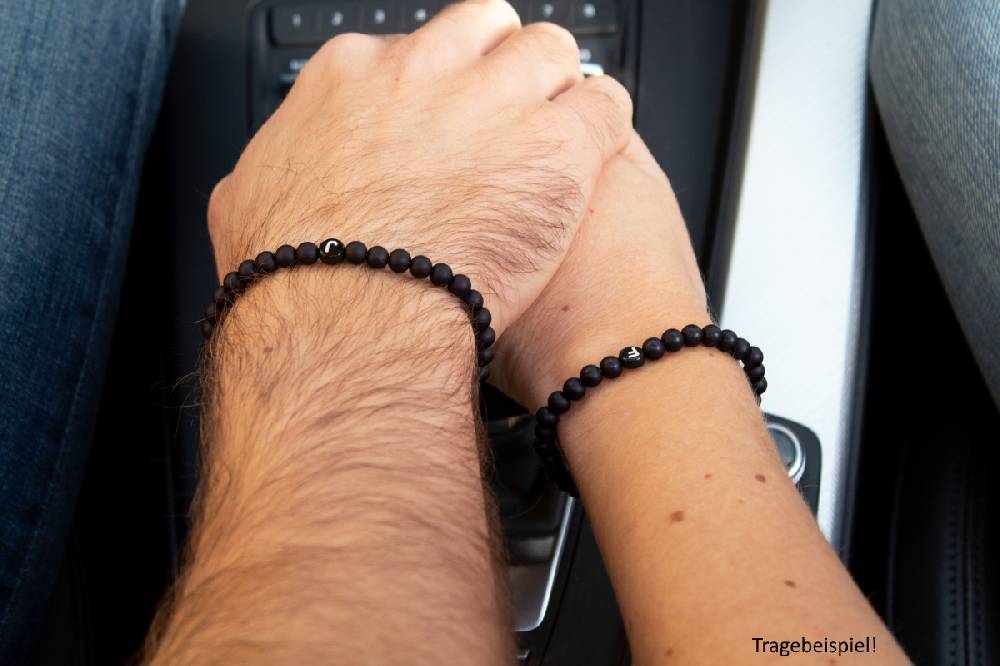 Sadingo Partnerarmband-Set aus schwarzen Acrylperlen Auslauf