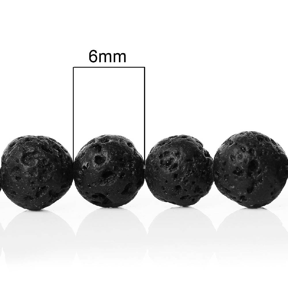 Sadingo Edelsteinperlen Lavagesteinperlen schwarz - 65 Stk. - 6 mm Blitzverkäufe