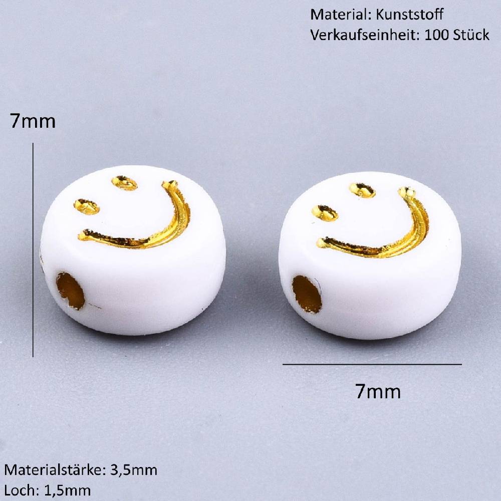 Sadingo Acrylperlen Smiley | 100 Stück, 7mm Großer Ausverkauf
