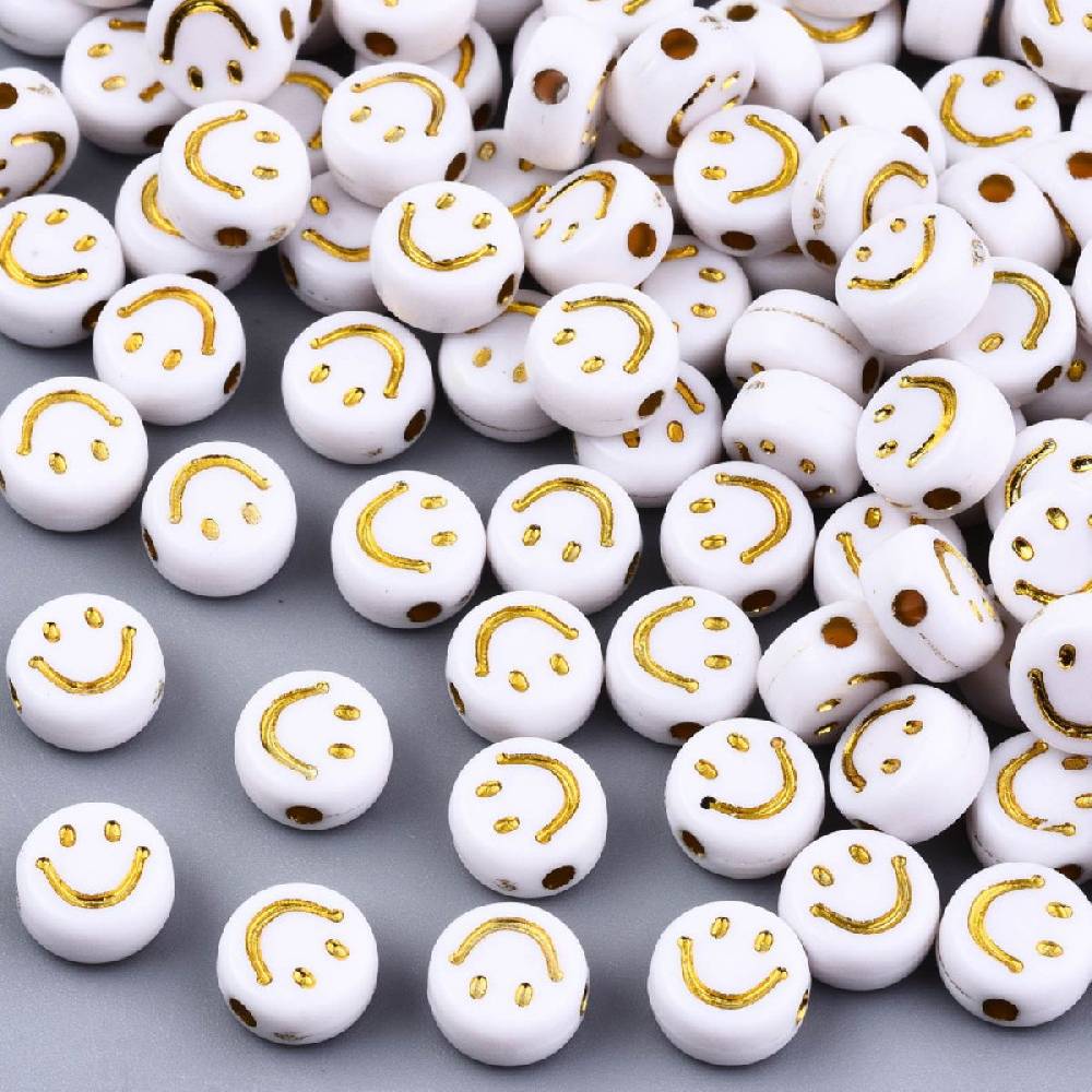 Sadingo Acrylperlen Smiley | 100 Stück, 7mm Großer Ausverkauf