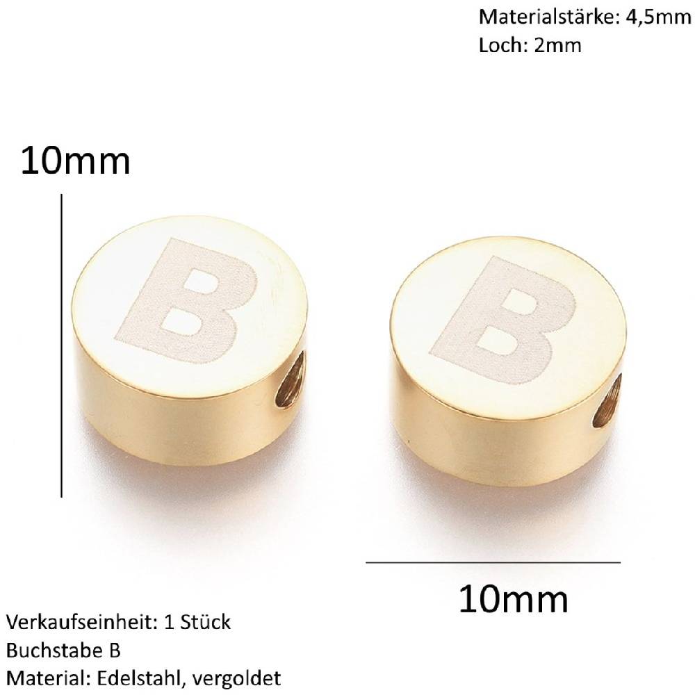 Sadingo Buchstabenperlen aus Edelstahl in Gold Flash Sale