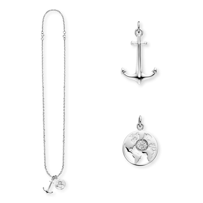 ﻿Save Brave Ankerkette mit Anhängern Anchorworld - Farbe Silber Begrenztes Angebot
