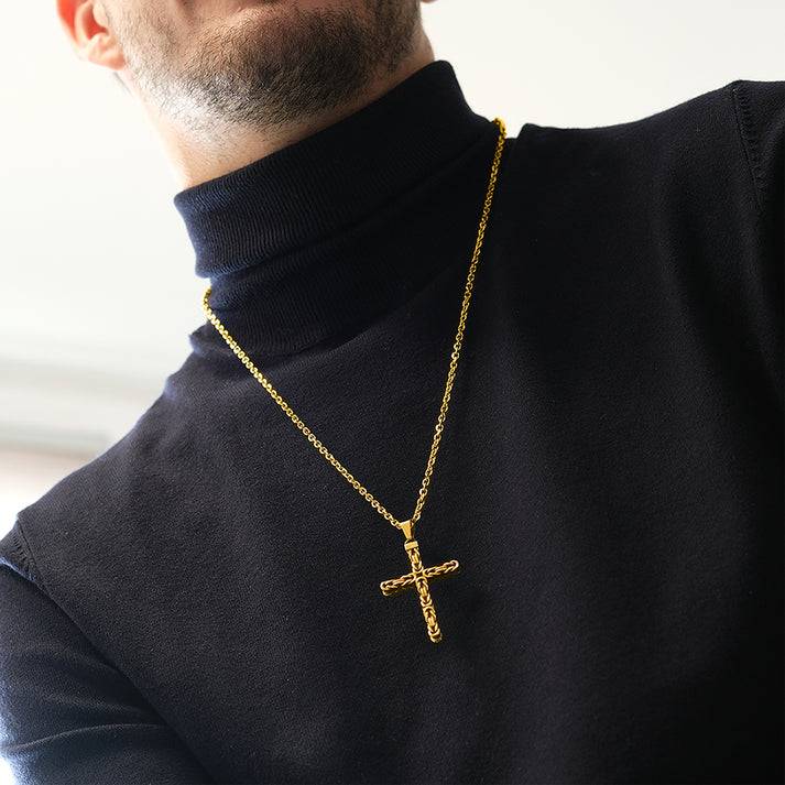 Save Brave Goldene Ankerkette Dan mit Anhänger Kreuz Online Shopping