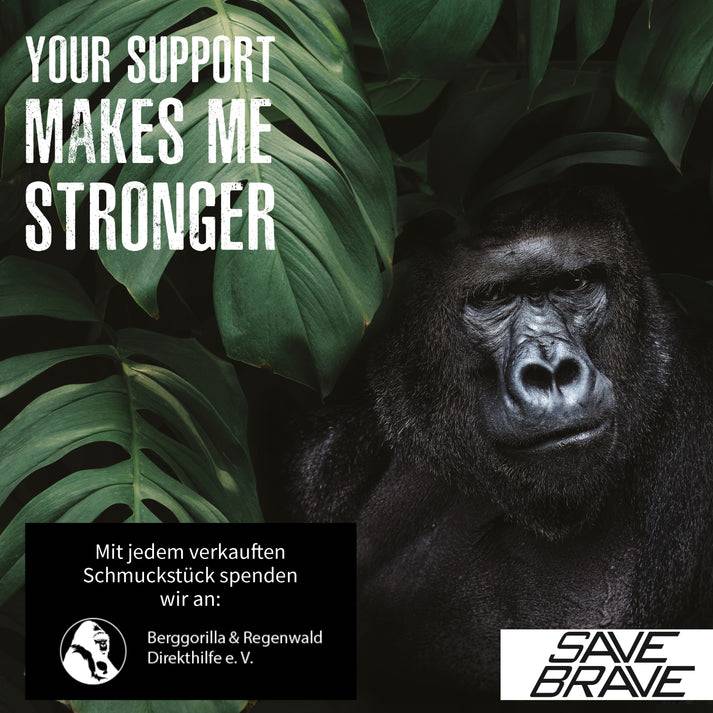 Save Brave Halskette Rano mit schwarzem Anhänger Gorillakopf Lagerräumung