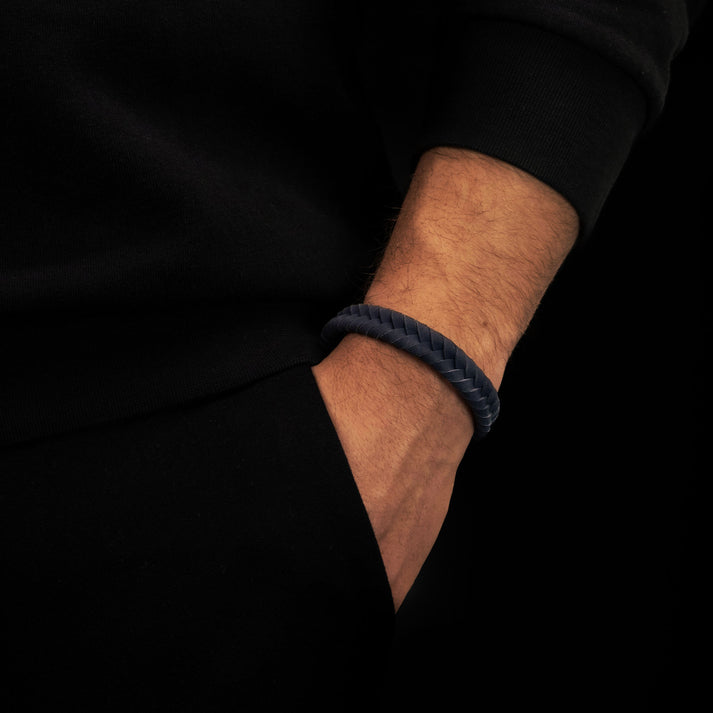 Save Brave Geflochtenes Lederarmband Ryan - grau Riesige Rabatte