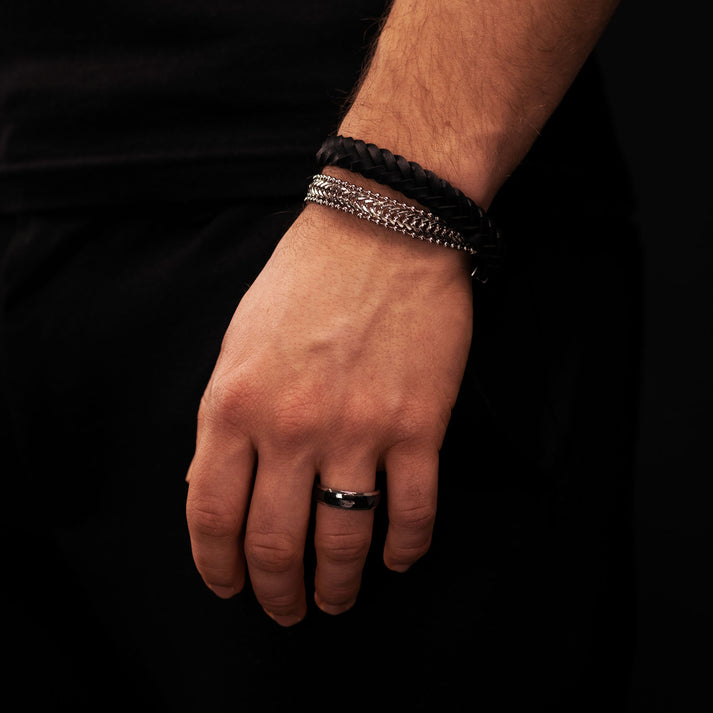 Save Brave Partnerring Romeo für Herren - Edelstahl & Keramik Clearance-Verkauf