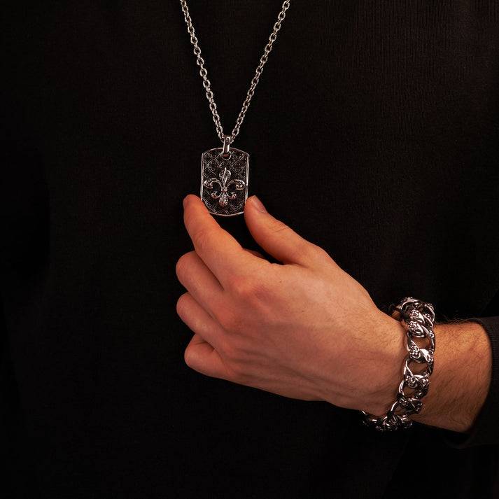 Save Brave Edelstahlarmband George mit Fleur de Lys 50% Rabatt für begrenzte Zeit
