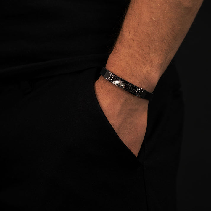 Save Brave Armband Havanna BK aus Kautschuk & Edelstahl im Angebot