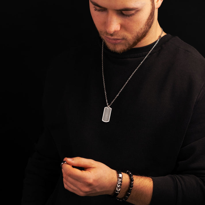 Save Brave Doppeltes Lederarmband Frank mit schwarzen Zirkoniasteinen Schlussverkauf
