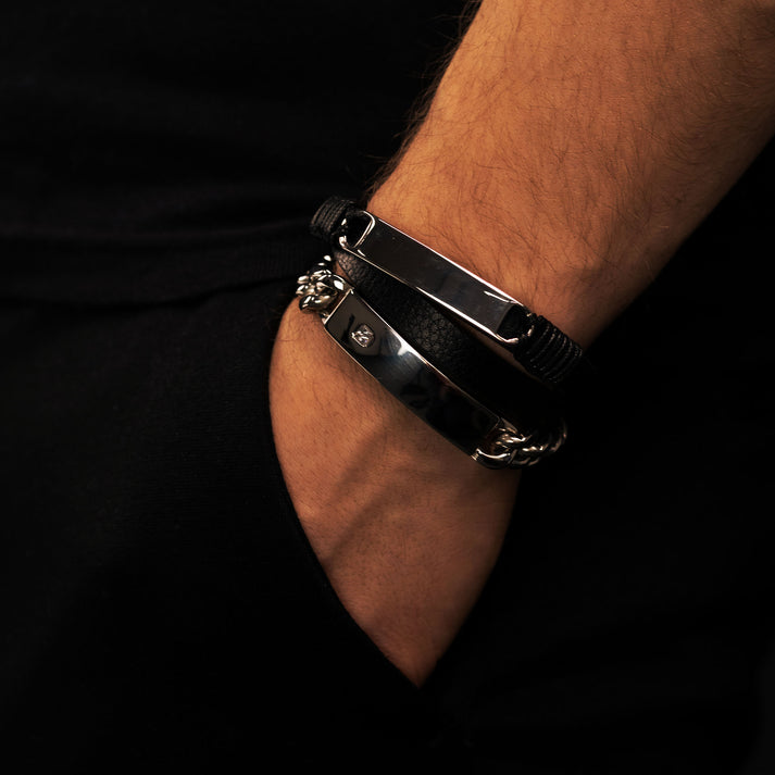 Save Brave Doppeltes Lederarmband Mason mit Edelstahl Saisonschlussverkauf