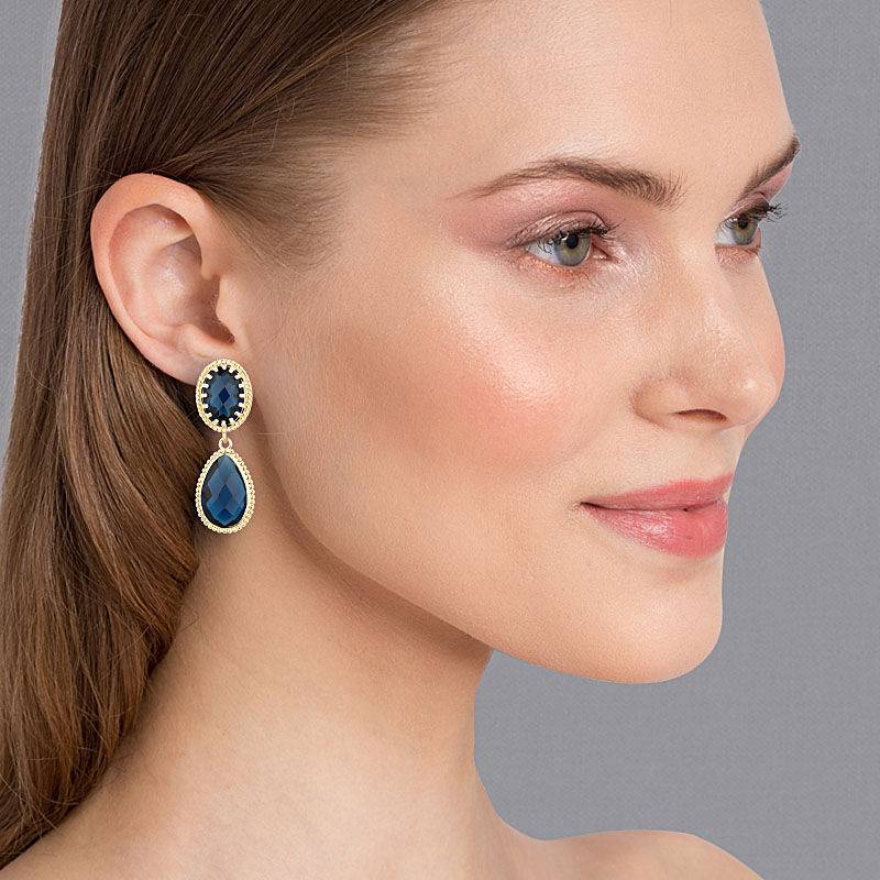 SchwesterSchwester Dunkelblaue Tropfenohrringe mit funkelnden facettierten Tropfen Rabatte dieses Monats